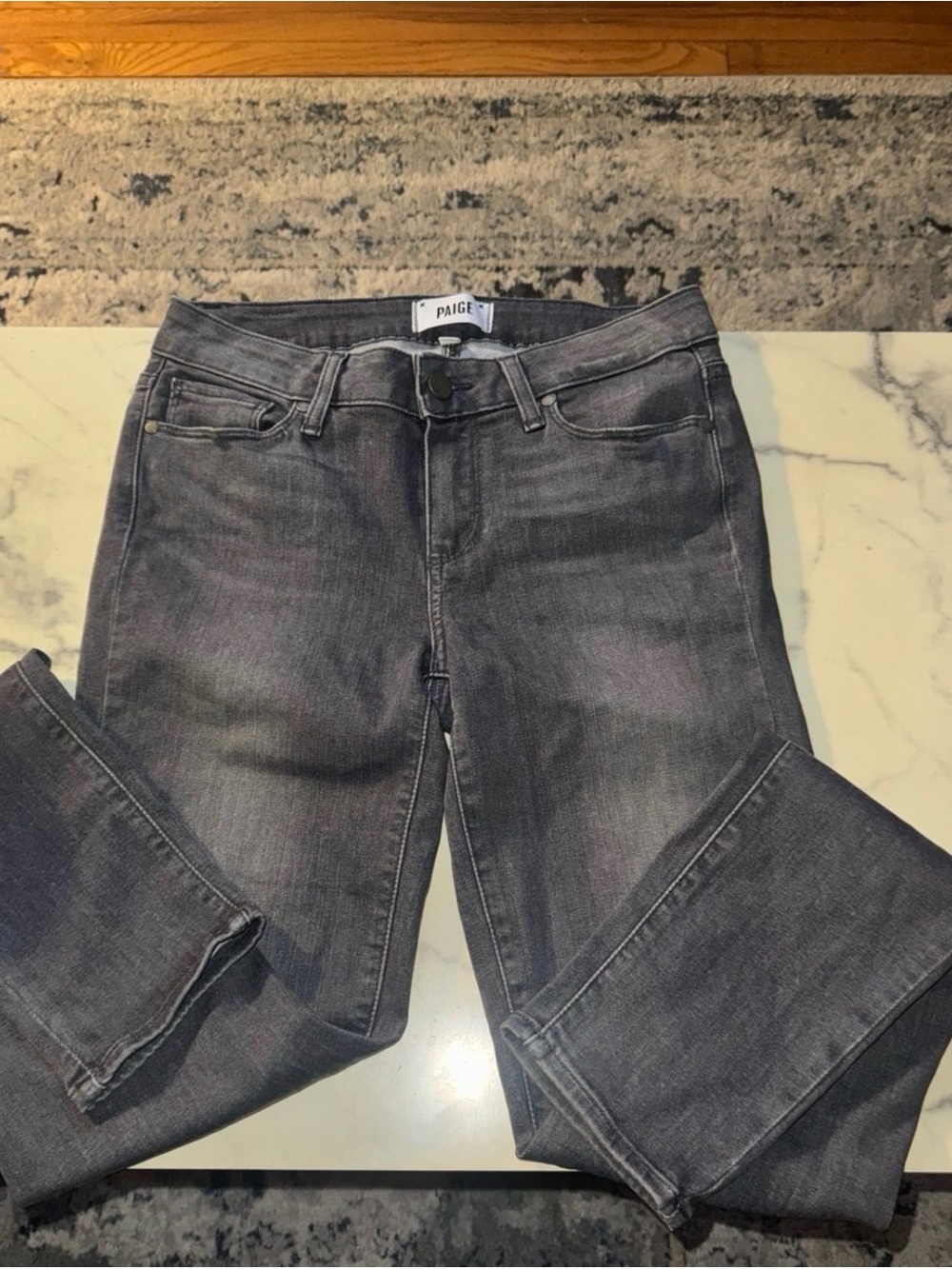 PAIGE Charcoal Gray Straight Leg Jeans